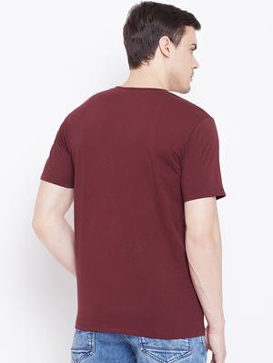 maroon solid t-shirt - 16328231 - Standard Image - 3