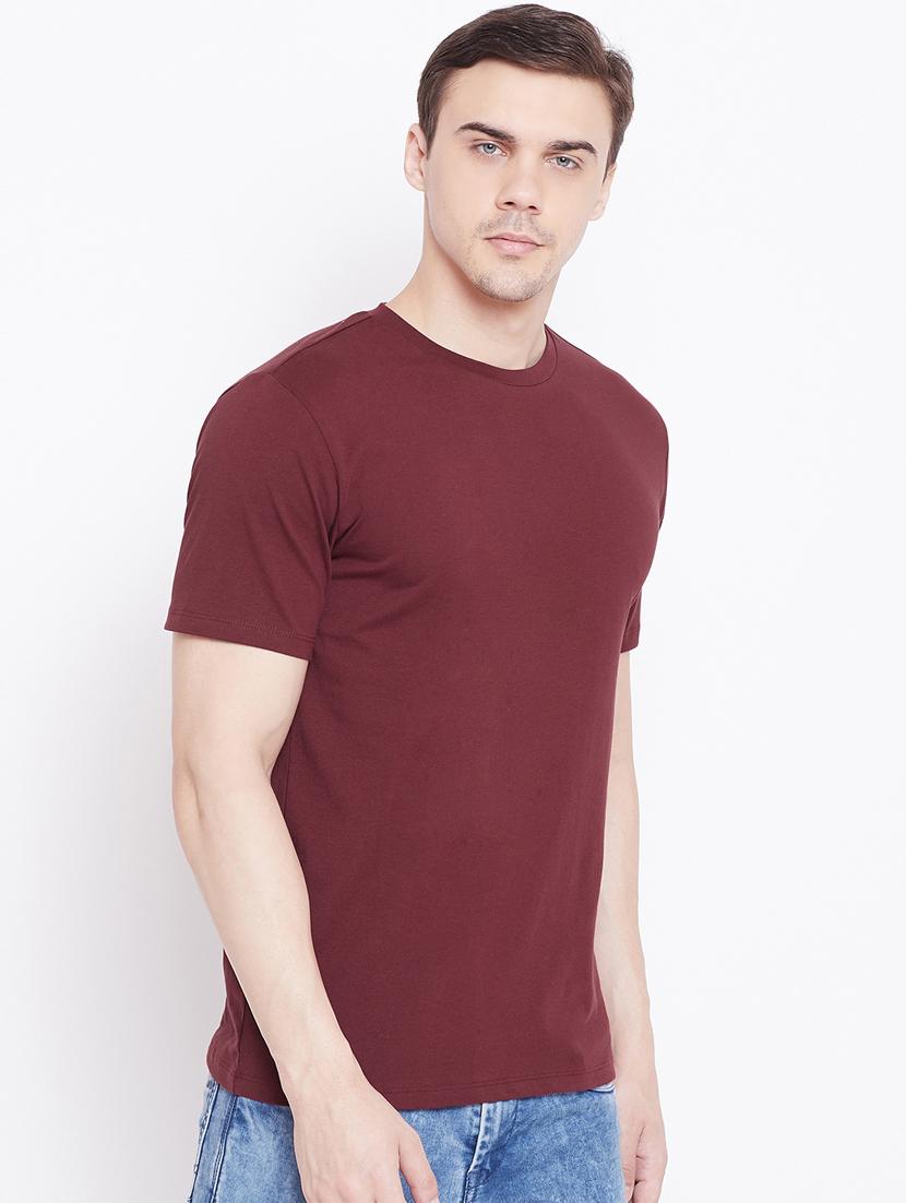 maroon solid t-shirt - 16328231 - Zoom Image - 2