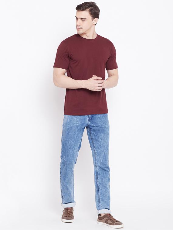 maroon solid t-shirt - 16328231 - Zoom Image - 4