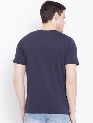 navy blue solid t-shirt - 16328232 - Standard Image - 3