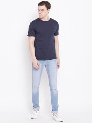 navy blue solid t-shirt - 16328232 - Standard Image - 4