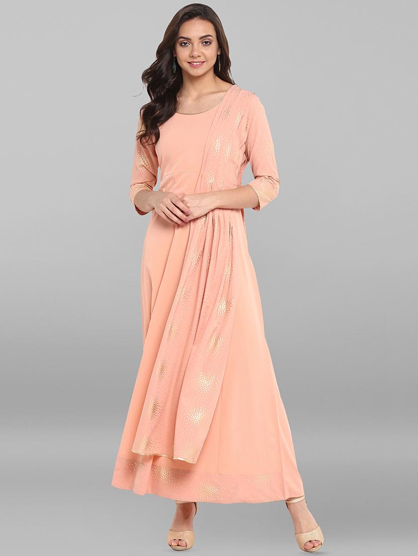 foil printed a-line kurta - 16328760 - Zoom Image - 1