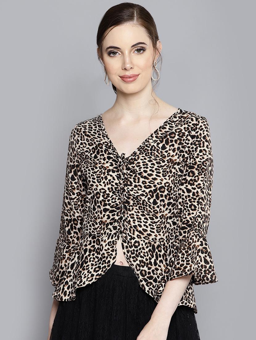 animal print tie front top - 16329100 - Zoom Image - 1