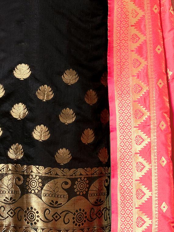 zari motifs unstitched straight pant suit - 16329129 - Zoom Image - 3