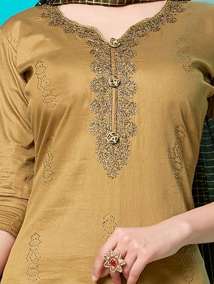 floral embroidered unstitched churidaar suit - 16329134 - Standard Image - 2
