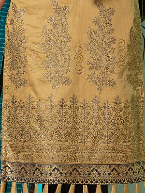 floral embroidered unstitched churidaar suit - 16329134 - Standard Image - 3