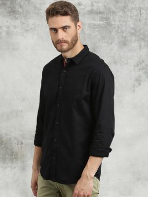 black solid casual shirt - 16329482 - Standard Image - 2
