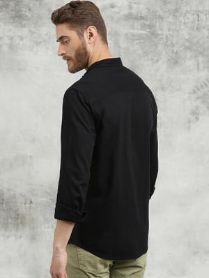 black solid casual shirt - 16329482 - Standard Image - 3