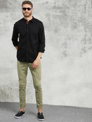black solid casual shirt - 16329482 - Standard Image - 4