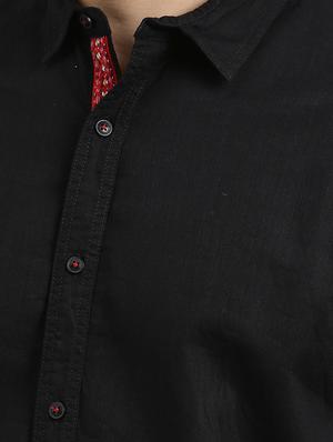 black solid casual shirt - 16329482 - Standard Image - 5