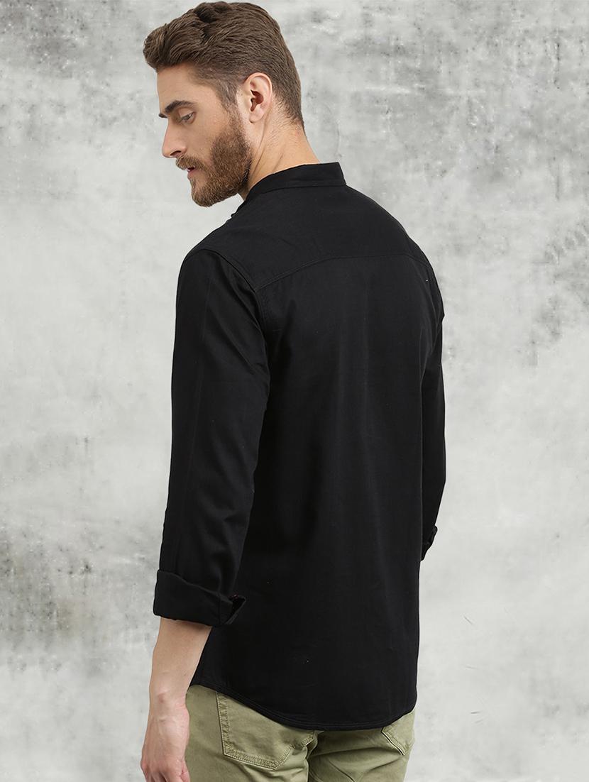 black solid casual shirt - 16329482 - Zoom Image - 3