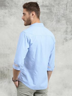 blue solid casual shirt - 16329508 - Standard Image - 3