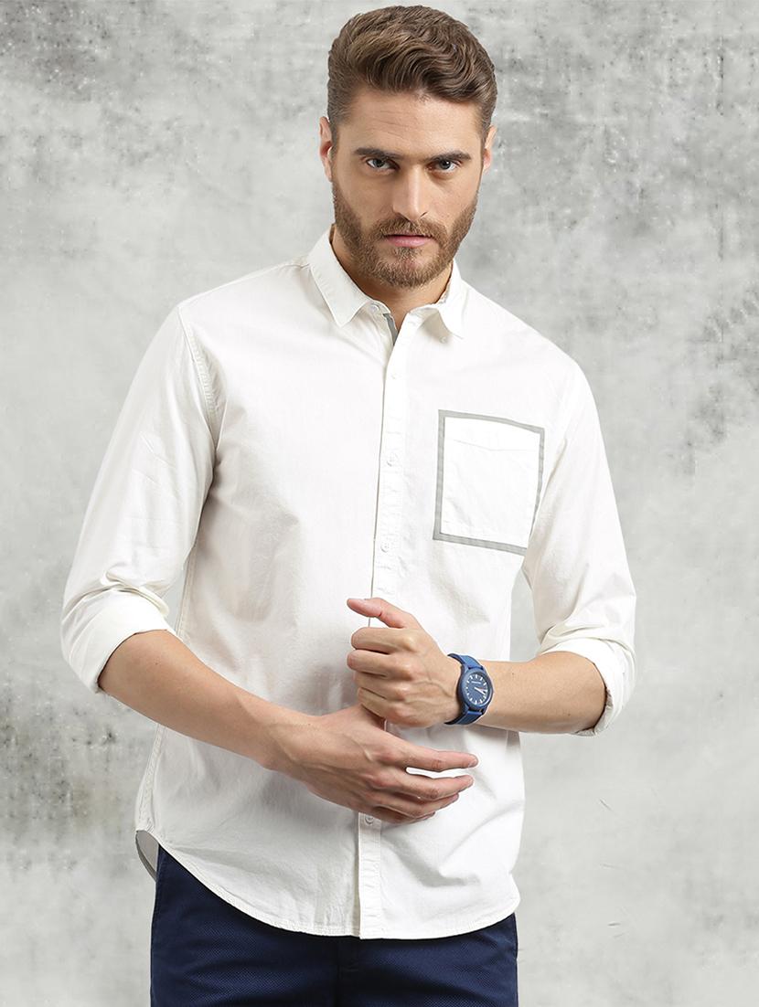 white solid casual shirt - 16329516 - Zoom Image - 1