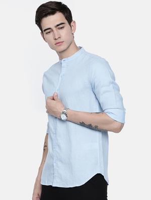 blue solid casual shirt - 16329590 - Standard Image - 2