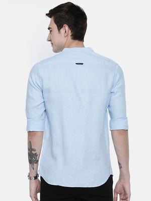 blue solid casual shirt - 16329590 - Standard Image - 3