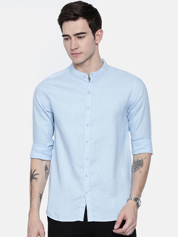 blue solid casual shirt - 16329590 - Zoom Image - 1