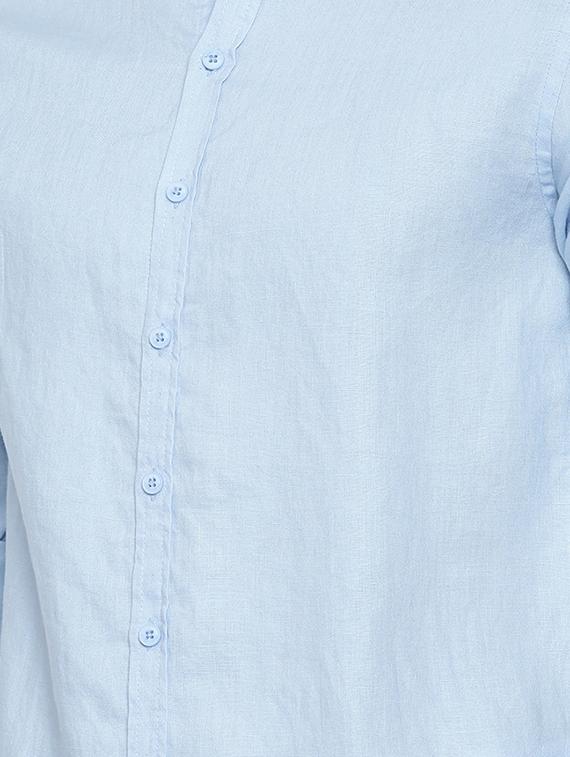 blue solid casual shirt - 16329590 - Zoom Image - 4