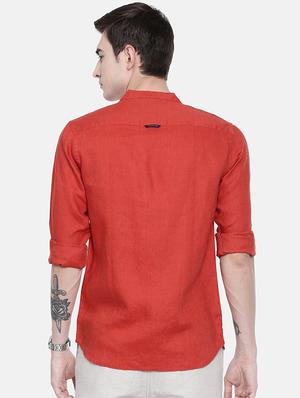 red linen casual shirt - 16329592 - Standard Image - 3