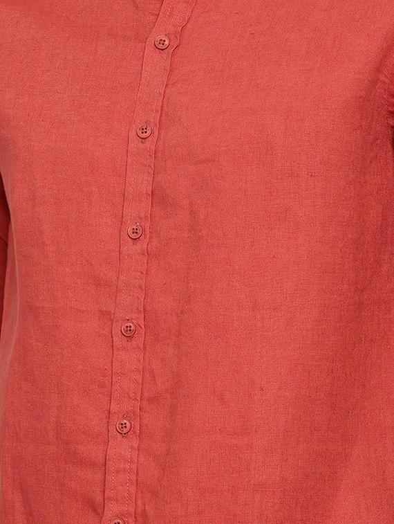 red linen casual shirt - 16329592 - Zoom Image - 4
