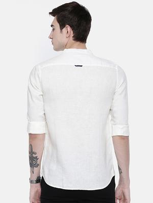 white linen casual shirt - 16329593 - Standard Image - 3