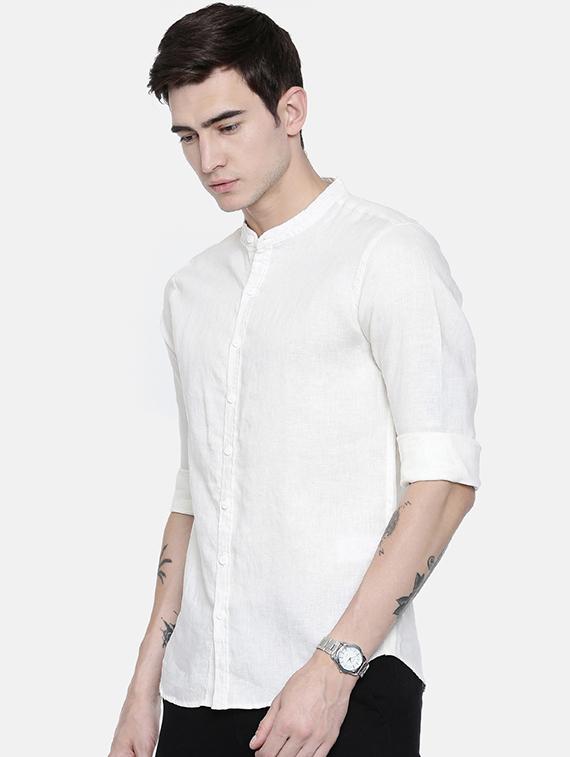 white linen casual shirt - 16329593 - Zoom Image - 2