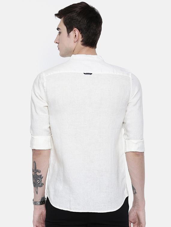 white linen casual shirt - 16329593 - Zoom Image - 3