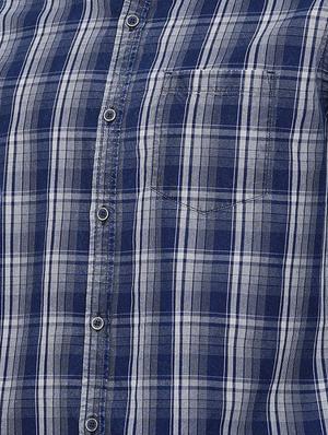 navy blue checkered casual shirt - 16329602 - Standard Image - 4