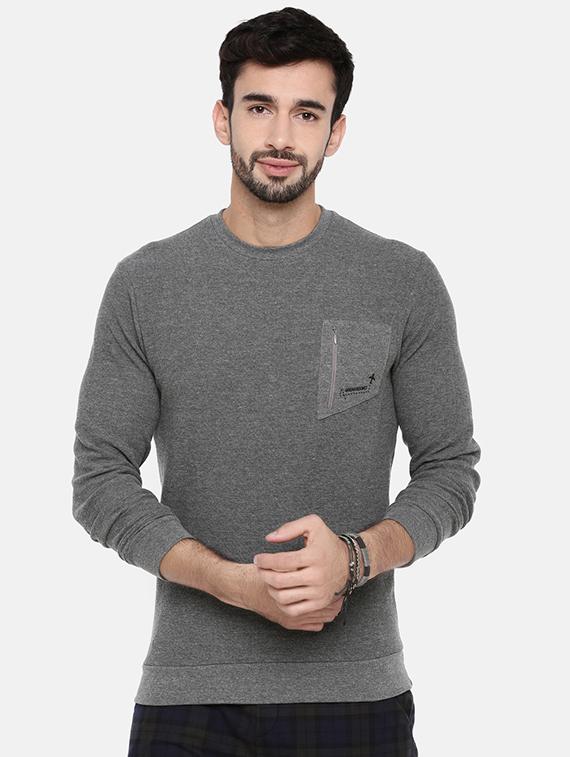 grey solid sweatshirt - 16329621 - Zoom Image - 1