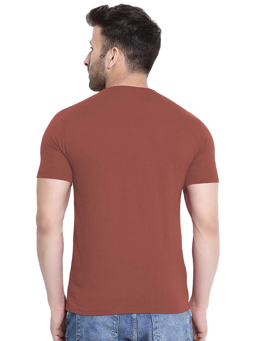 brown solid t-shirt - 16329978 - Zoom Image - 3