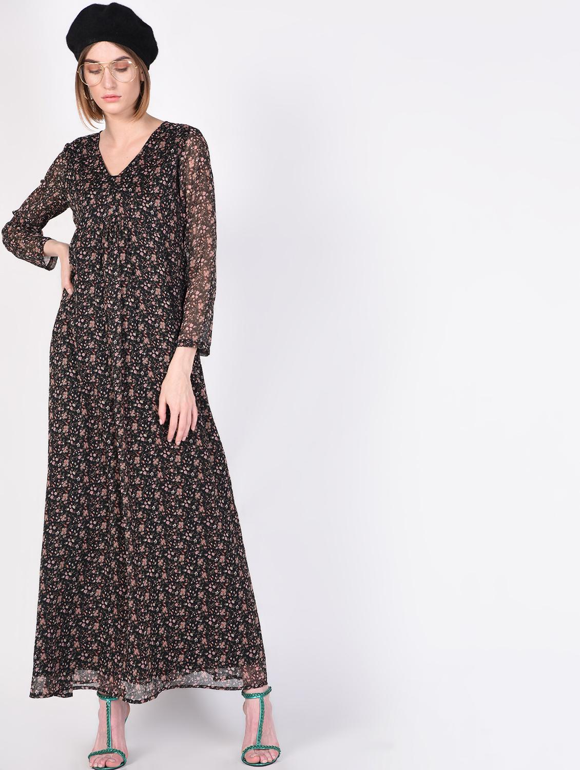 gather detail floral maxi dress - 16329988 - Zoom Image - 1