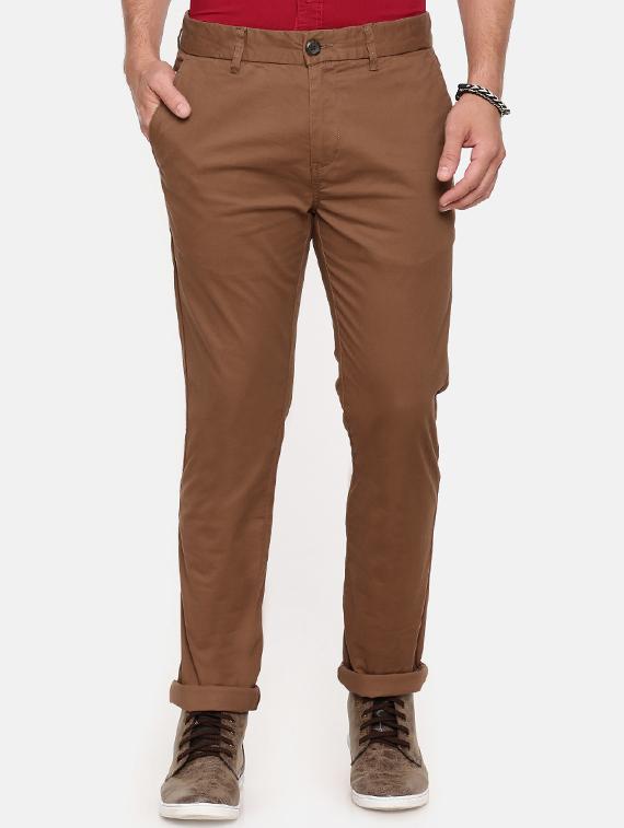 brown solid chinos - 16330092 - Zoom Image - 1