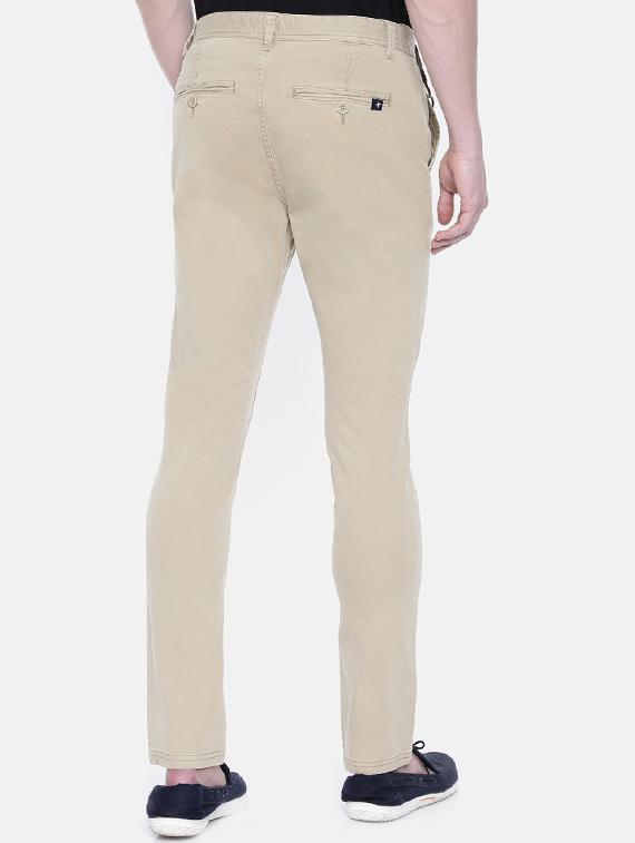 beige solid chinos - 16330103 - Zoom Image - 3