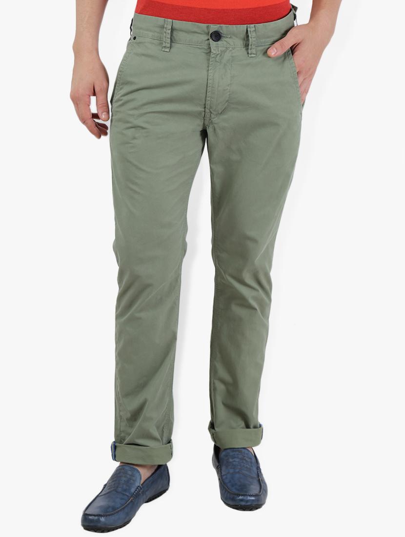 green solid chinos - 16330126 - Zoom Image - 1
