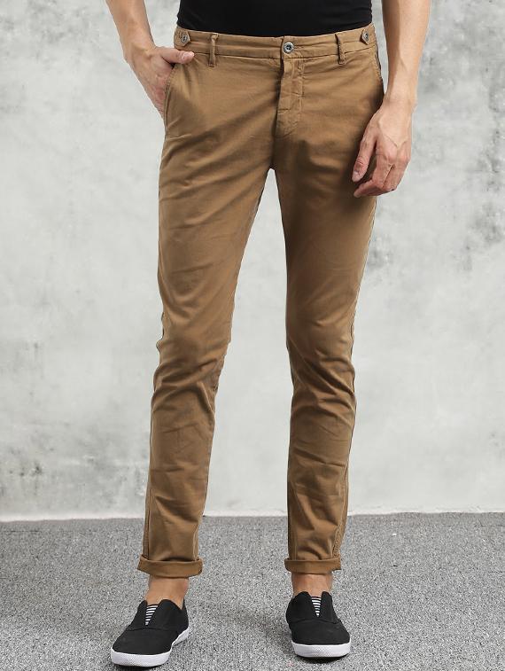 brown solid chinos - 16330139 - Zoom Image - 1
