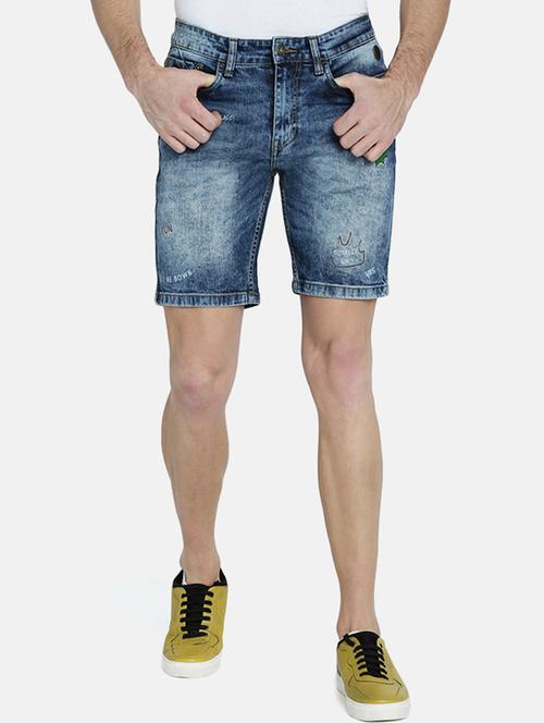 blue washed denim shorts - 16330182 - Standard Image - 1