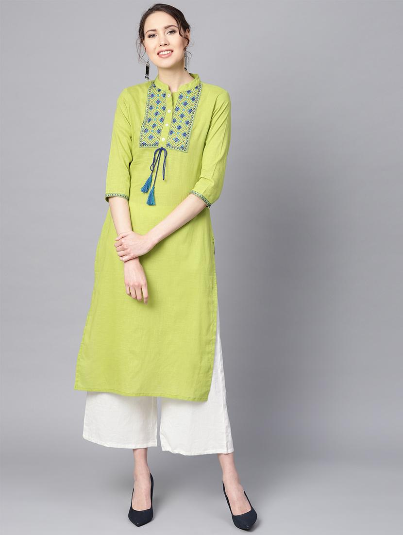 embroidered straight kurta - 16330447 - Zoom Image - 1