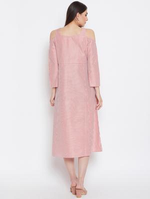 cold shoulder striped a-line dress - 16330694 - Standard Image - 3