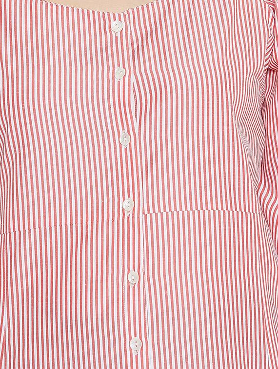 cold shoulder striped a-line dress - 16330694 - Zoom Image - 4