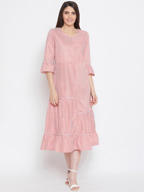 bell sleeved striped dress - 16330696 - Standard Image - 1