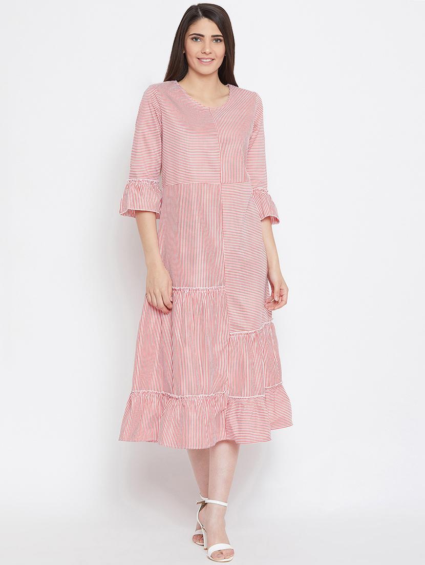 bell sleeved striped dress - 16330696 - Zoom Image - 1