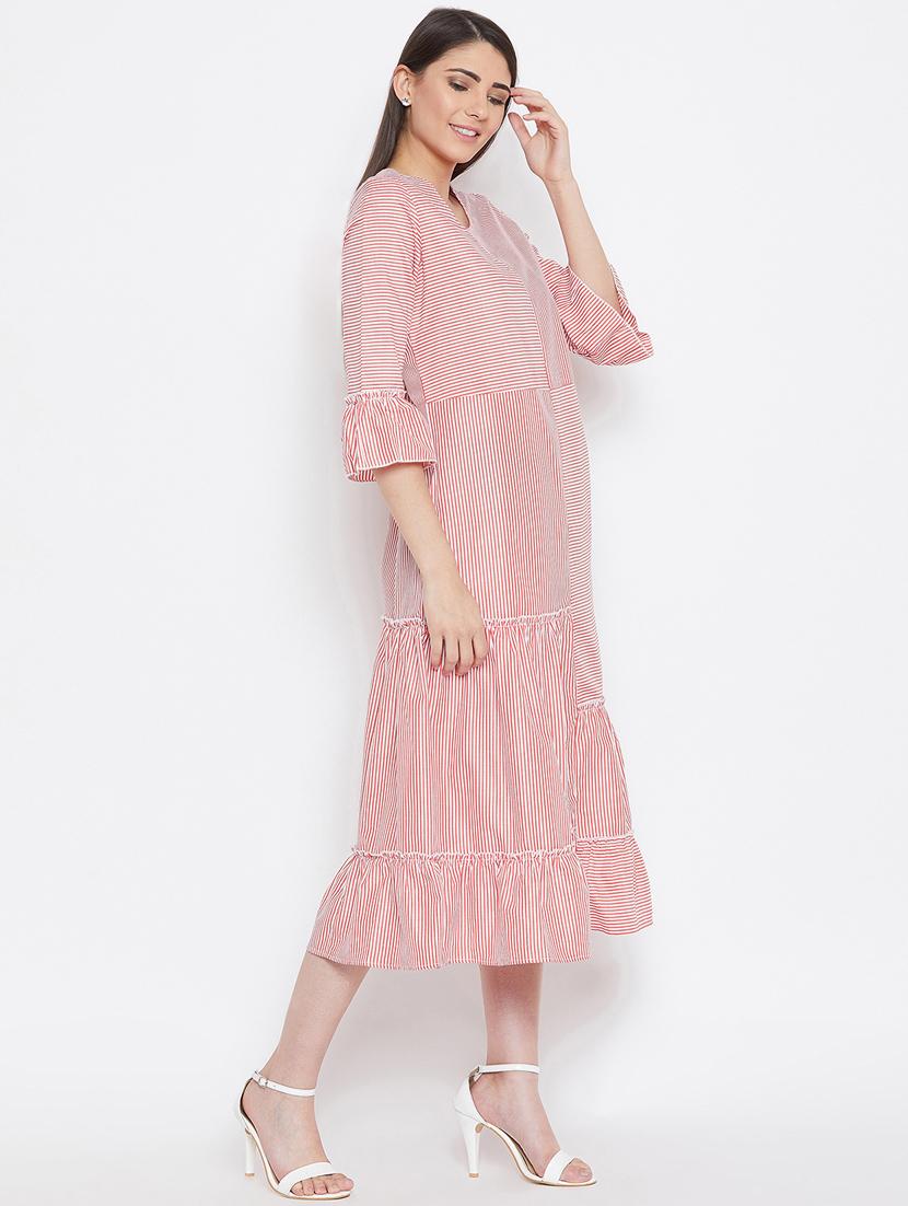 bell sleeved striped dress - 16330696 - Zoom Image - 2