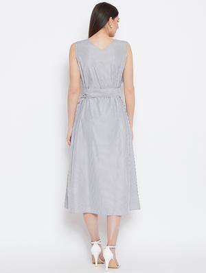 tie front striped a-line dress - 16330700 - Standard Image - 3