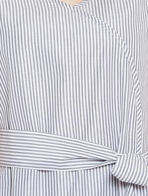 tie front striped a-line dress - 16330700 - Standard Image - 4