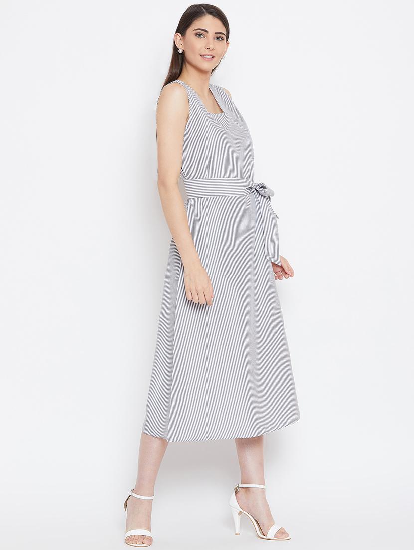 tie front striped a-line dress - 16330700 - Zoom Image - 2