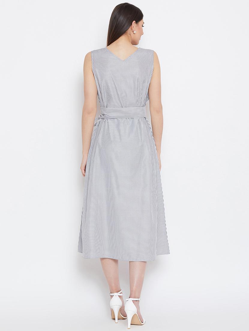 tie front striped a-line dress - 16330700 - Zoom Image - 3