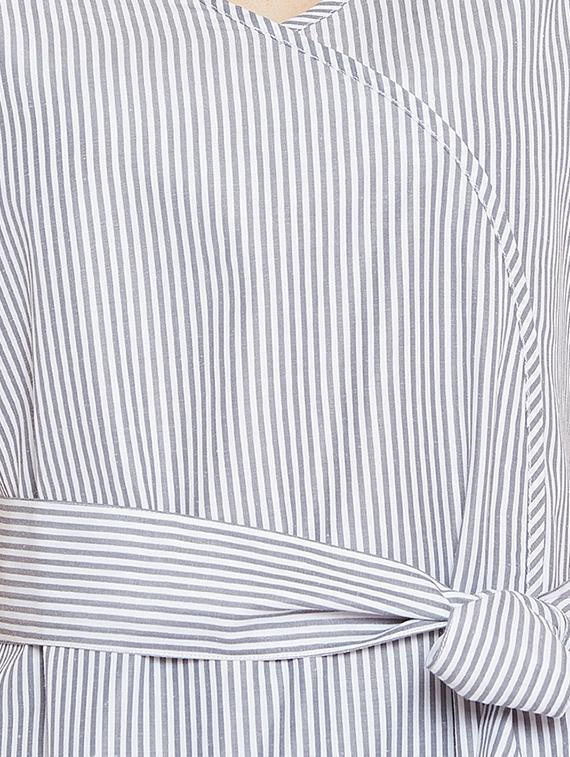 tie front striped a-line dress - 16330700 - Zoom Image - 4