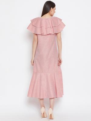 ruffle detail striped a-line dress - 16330701 - Standard Image - 3