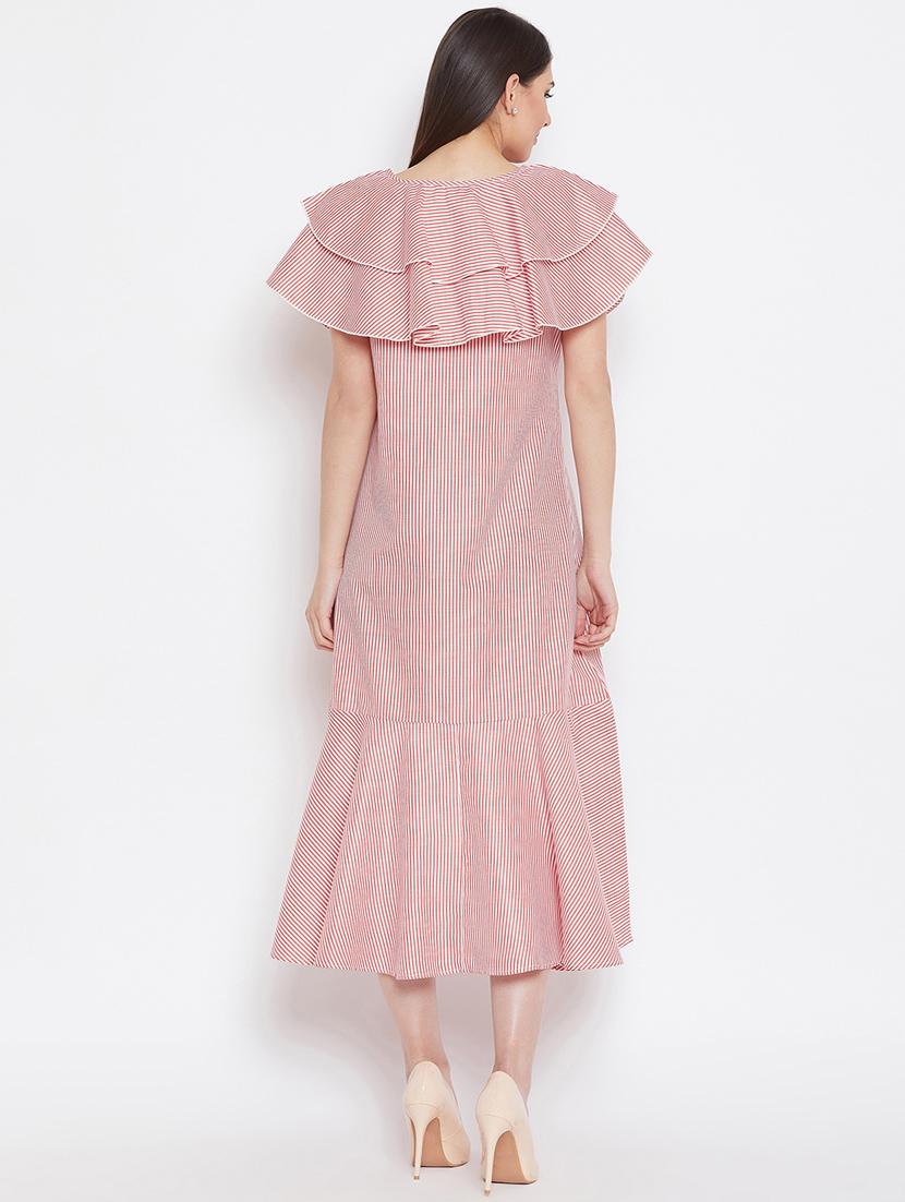 ruffle detail striped a-line dress - 16330701 - Zoom Image - 3
