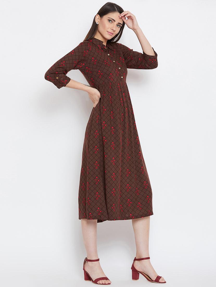 gather detail floral a-line dress - 16330707 - Zoom Image - 2