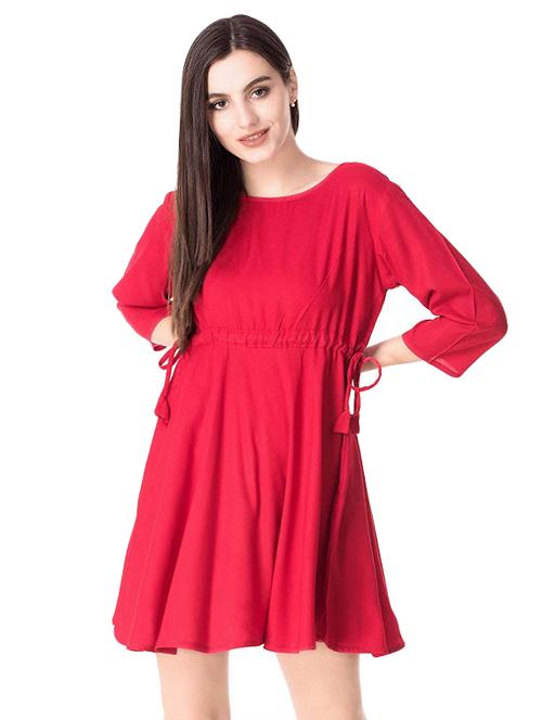 drawstring solid a-line dress - 16330747 - Standard Image - 1